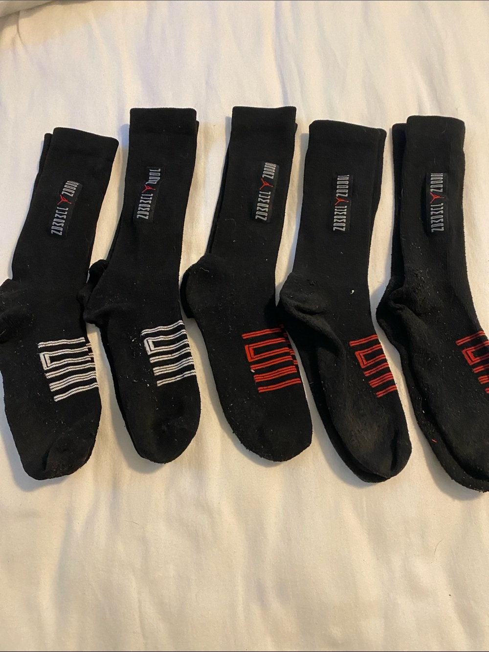 Jordan kids Black Crew Socks with Red & White Accents